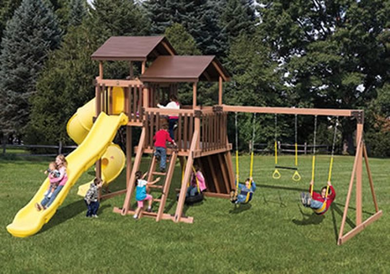 #B55-6 Includes Wood Grain Brown Vinyl! Vinyl Roof, Entry Ladder, Wonder Wave Slide, 3-Position Beam